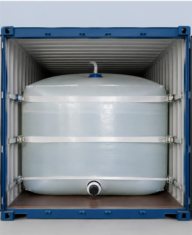 Flexitank fitted inside a shipping container
