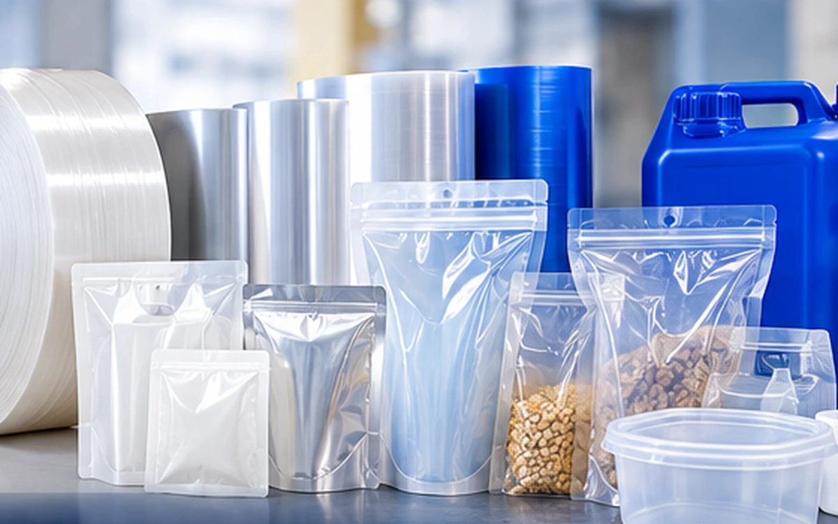 Flexible plastic packaging film production